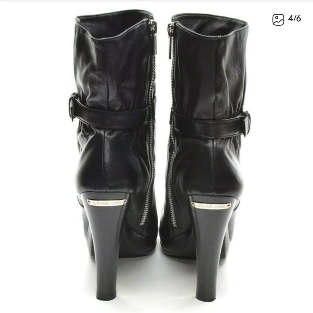 [Like New] MICHAEL KORS Black Leather Stiletto Heeled Boots Sz 10